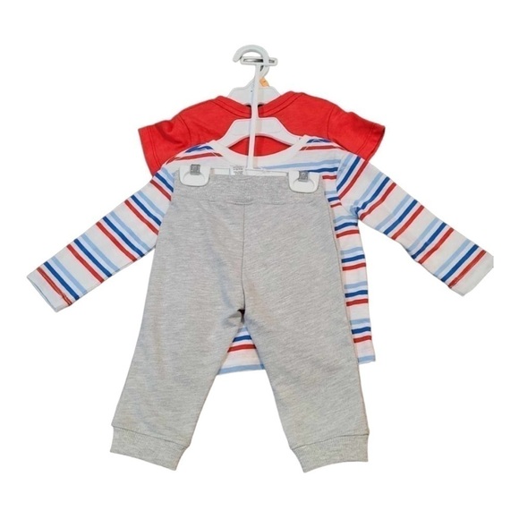 Little Me Set Grey Joggers, T-Shirt, Long Sleeve Shirt Size 12 months - Picture 2 of 4